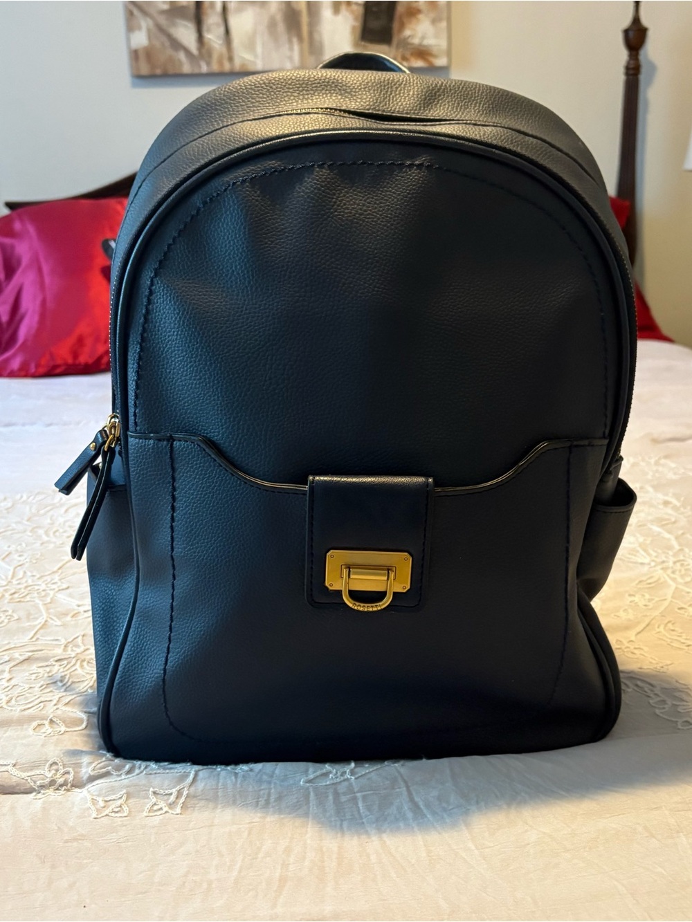 Rosetti Navy Laptop Backpack with Gold Hardware